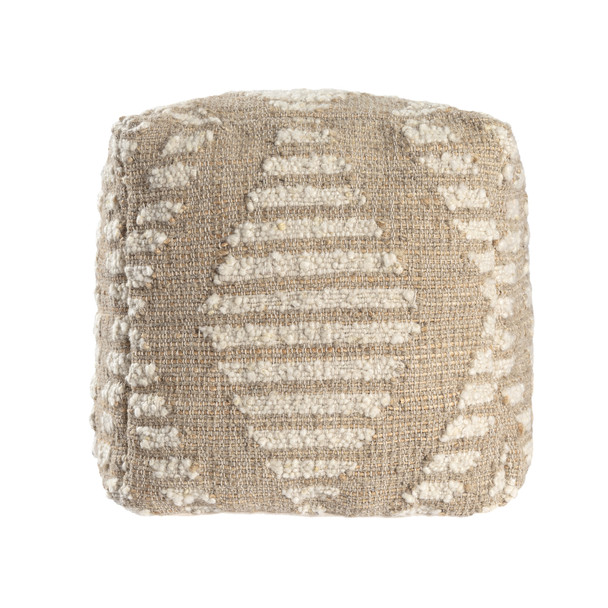 LR Home Geoblend Pouf 34245 Natural Ivory Pouf
