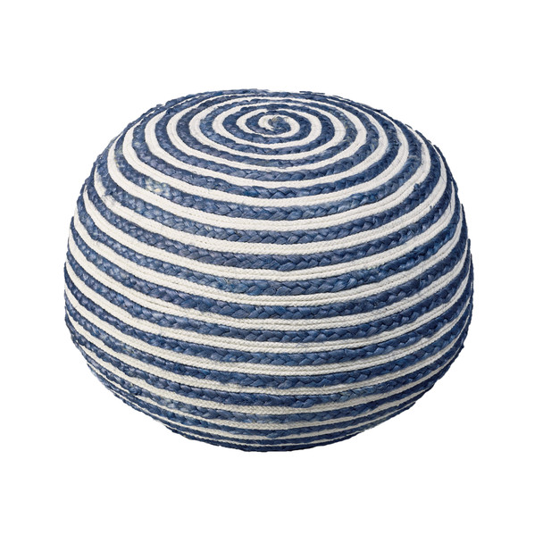 LR Home Serena 99701 Blue White Pouf