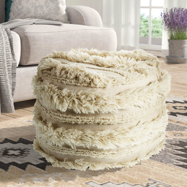 LR Home Astrid 99715 Ivory Pouf