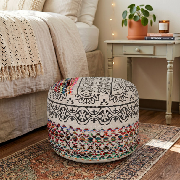 LR Home Enigma 99717 Rainbow Ivory Pouf