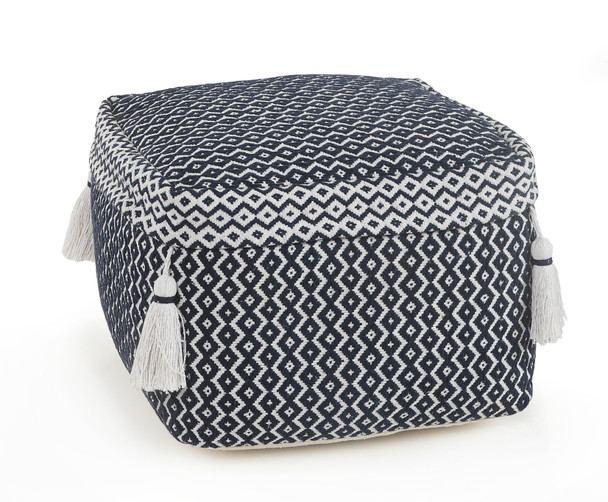 LR Home Zadia 99762 Navy Blue White Pouf