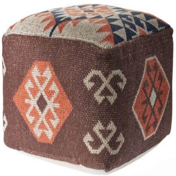 LR Home Zion 99768 Brown Orange Pouf