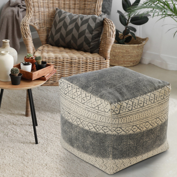 LR Home Pacifica 99771 Gray Beige Pouf