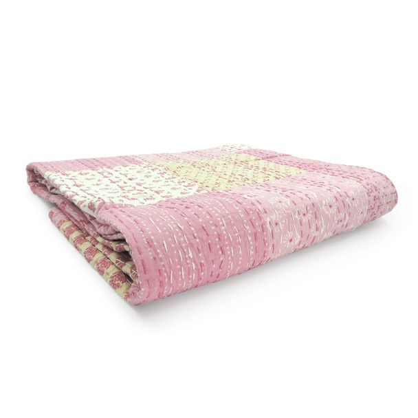LR Home Kantha 80153 Light Pink Throw