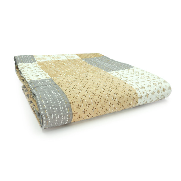 LR Home Kantha 80154 Beige Throw
