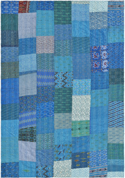 LR Home Kantha 80155 Blue Throw