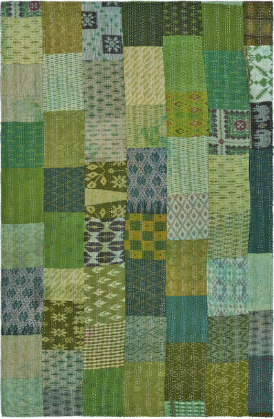 LR Home Kantha 80156 Green Throw