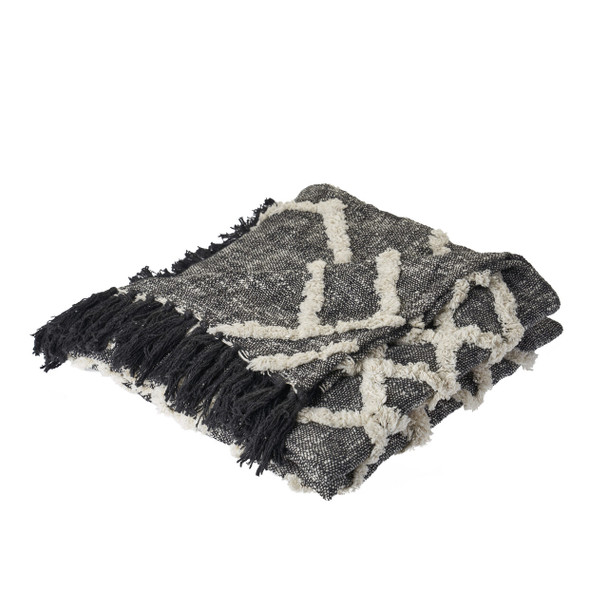 LR Home Diamond 80166 Black White Throw