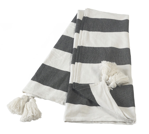 LR Home Marlin 80179 Charcoal Gray Ivory Throw