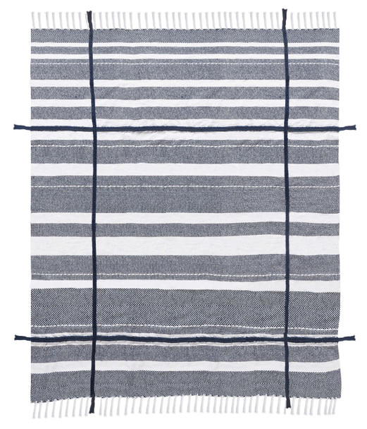 LR Home Sundry 80191 Navy Blue White Throw