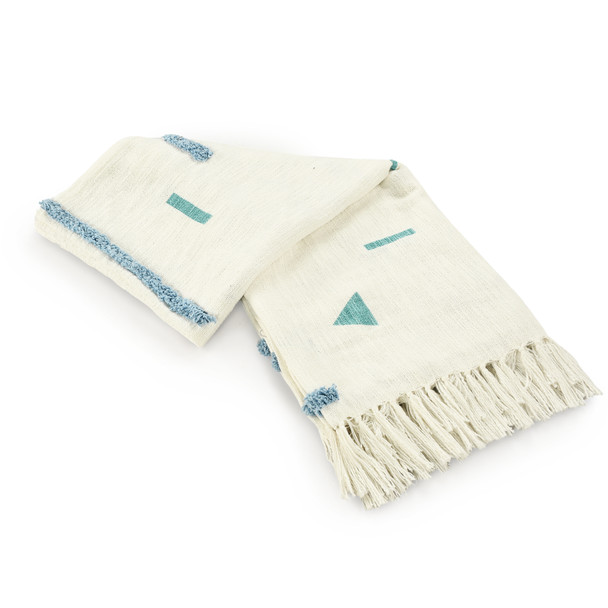 LR Home Sundry 80274 AQUA HAZE WHITE Throw
