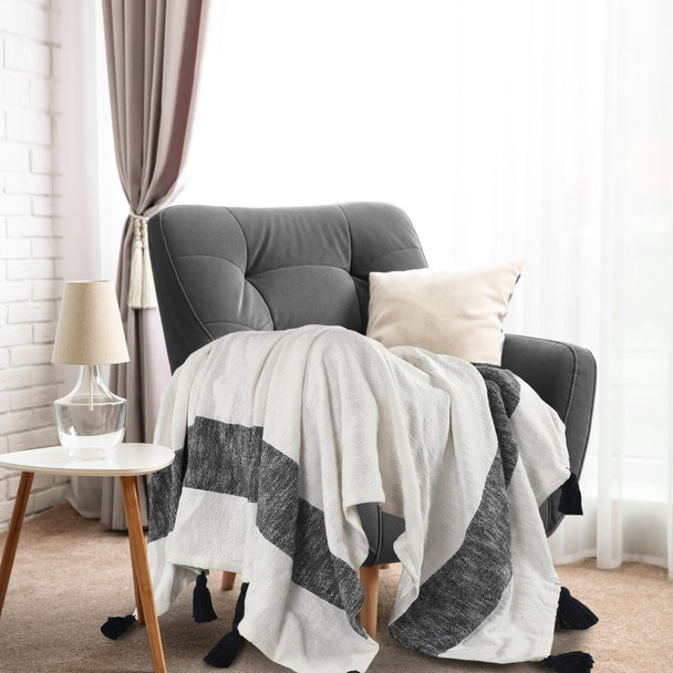 LR Home Borderline 80277 Black White Throw