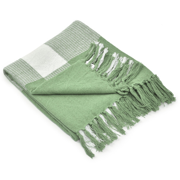 LR Home Highland 80285 Pastel Green White Throw