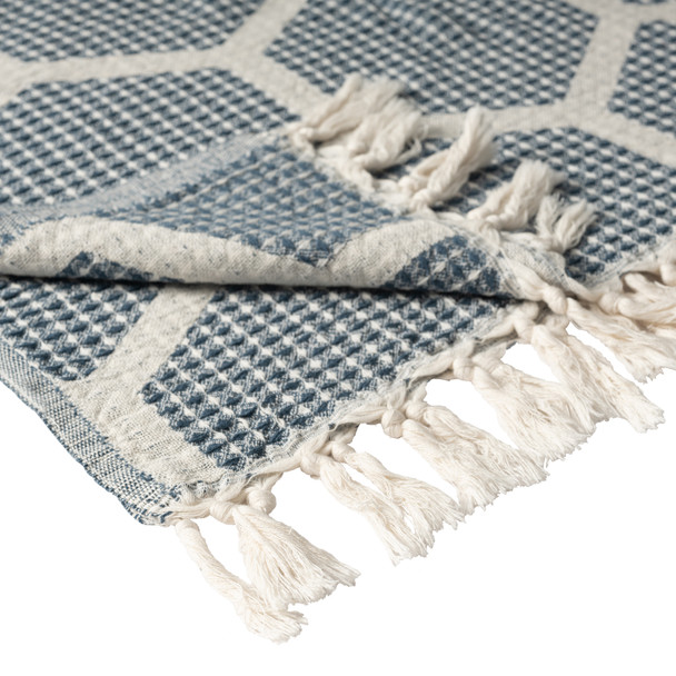 LR Home Avery 80295 Dark Blue White Throw
