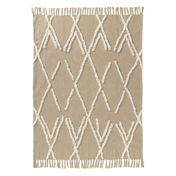 LR Home Diamond 80432 Tan Ivory Throw