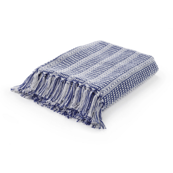 LR Home Ridgeline 81179 Royal Blue White Throw
