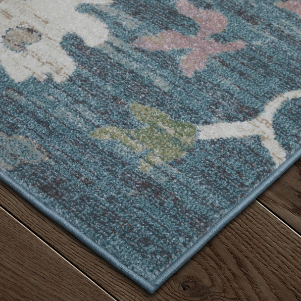 Feizy Dartmouth 39QMF Blue Ivory Pink Area Rug