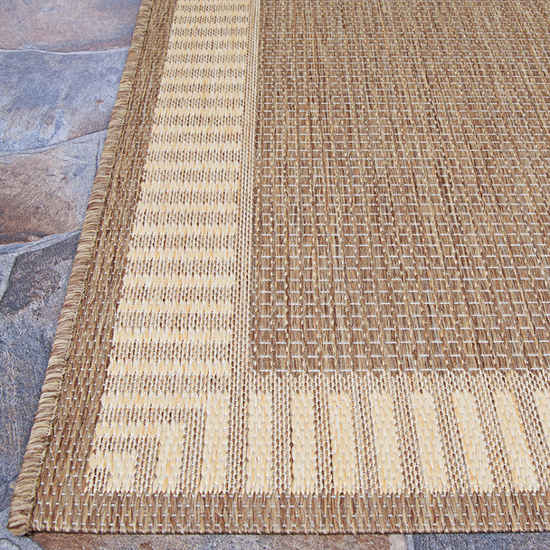 Couristan Recife 1681 1500 Wicker Stitch Cocoa Natural Rug