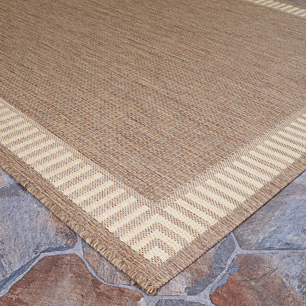 Couristan Recife 1681 1500 Wicker Stitch Cocoa Natural Rug