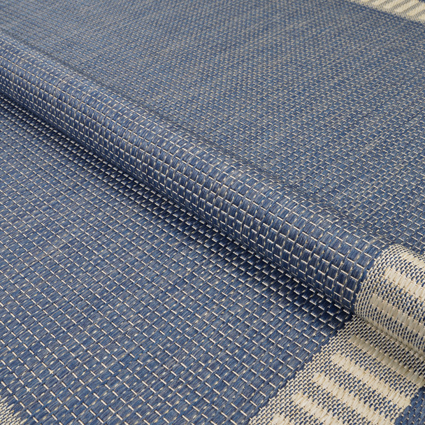 Couristan Recife R681 1212 Wicker Stitch Champagne Blue Rug