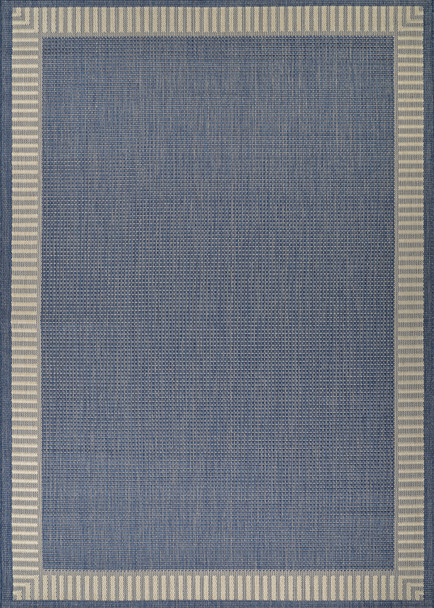 Couristan Recife R681 1212 Wicker Stitch Champagne Blue Rug