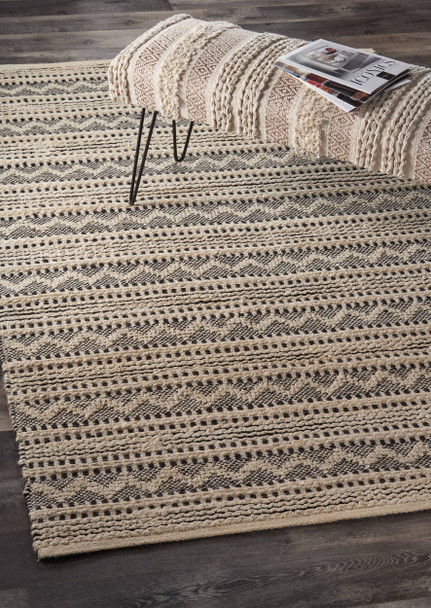 LR Home Bleached Naturals 81432 Charcoal Pink Rug