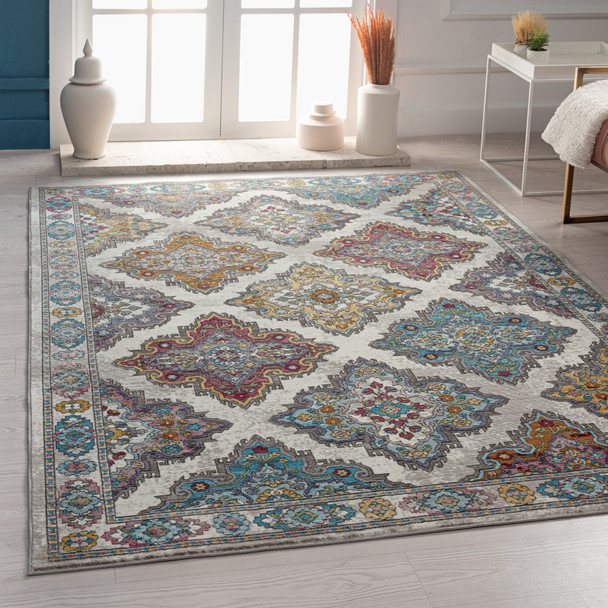 LR Home Gala 81380 Multi Ivory Gray Rug