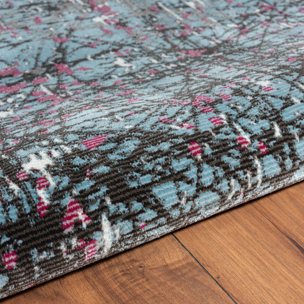 LR Home Impulse 81854 Blue Silver White Fuchsia Rug