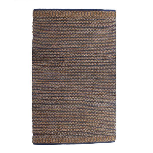 LR Home Natural Fiber 03388 Tan Blue Rug