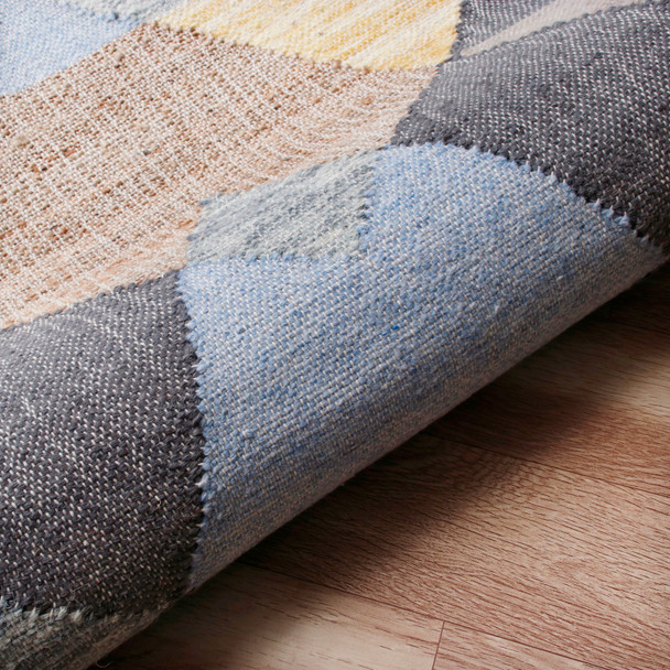 LR Home Nimroz 81982 Tan Light Blue Navy Yellow Rug