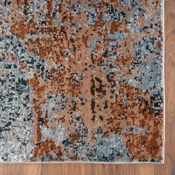 LR Home Revolution 81801 Light Gray Light Blue Rust Black Rug