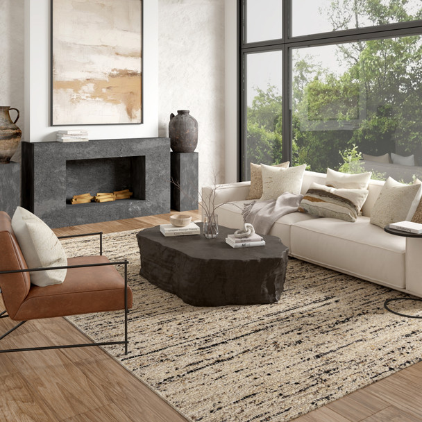 LR Home Valour 82873 Beige Black Rug