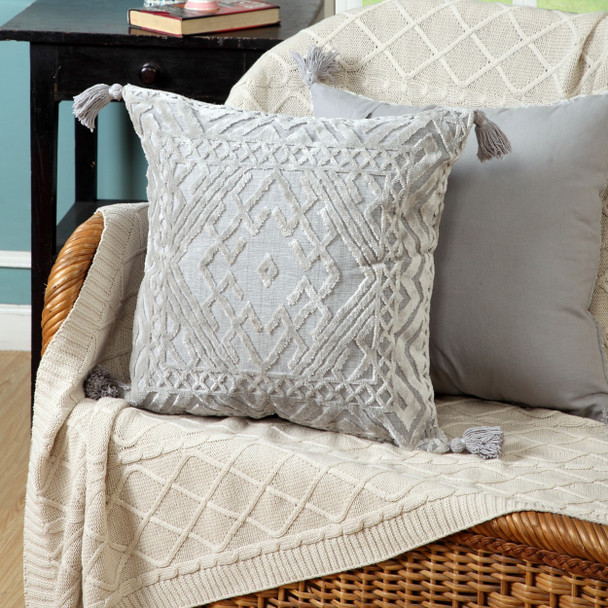 LR Home Arcane 07811 Silver Gray Light Gray Pillow