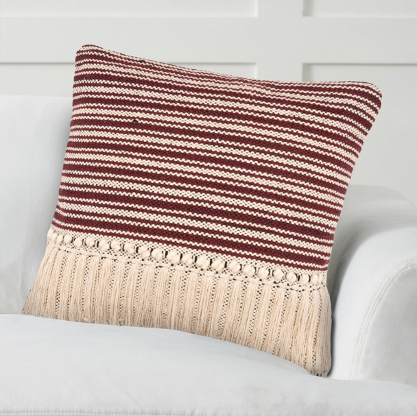 LR Home Cape Cod 07316 Maroon Black Pillow