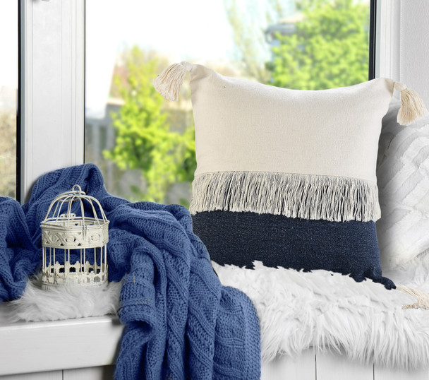 LR Home Carnival 07660 Denim Blue Off-White Pillow
