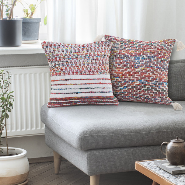 LR Home Chindi 07582 Multicolor White Pillow