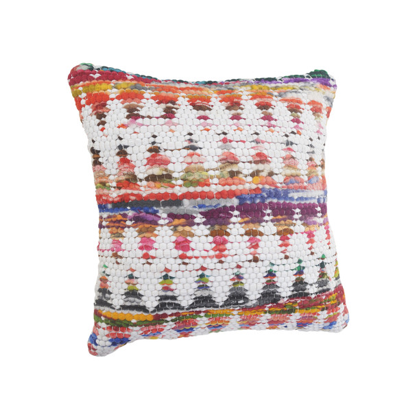 LR Home Chindi 07627 White Multicolor Pillow