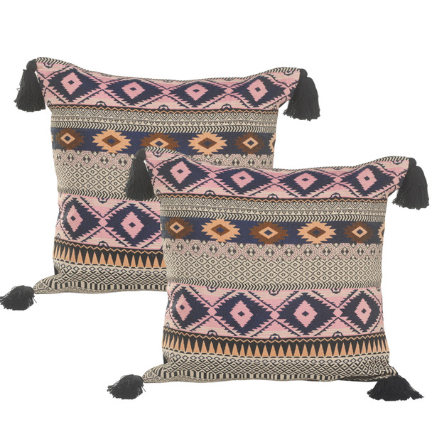 LR Home Coralie 07462 Black Yellow Blush Pillow