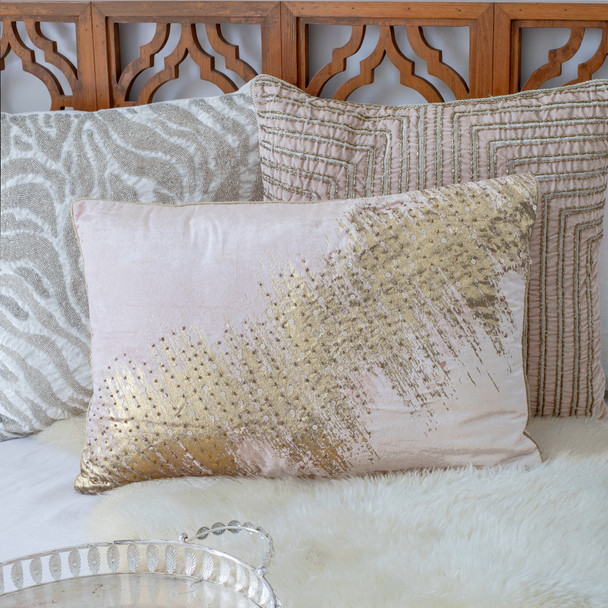 LR Home Cosmopolitan 08472 Gold Blush Pink Pillow