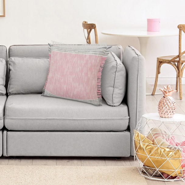 LR Home Drew 07620 Pink Gray White Pillow