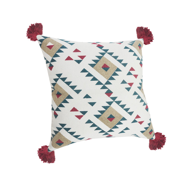LR Home El Paso 07573 White Burgundy Tan Teal Pillow