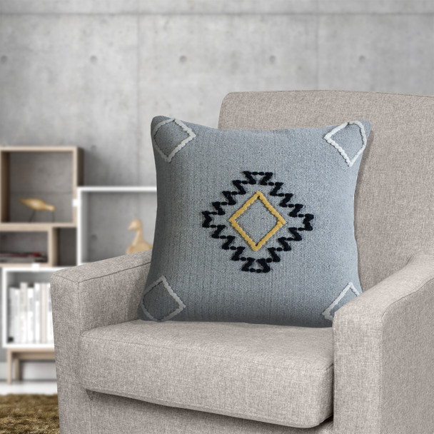 LR Home El Paso 07615 Gray Black Yellow Ivory Pillow