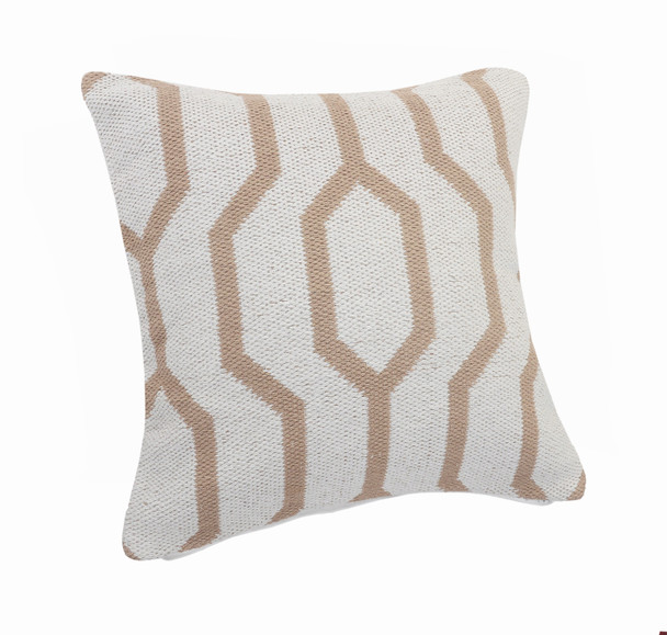 LR Home Elemental 07550 Hazelnut (Tan) White Pillow