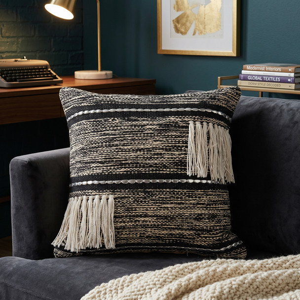 LR Home Elevate 07338 Black Natural Pillow
