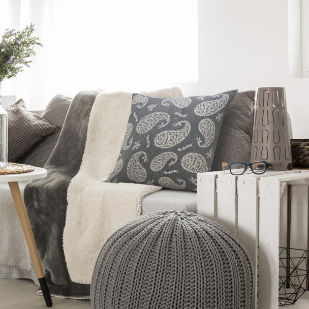 LR Home Fantasy 07644 Gray White Pillow