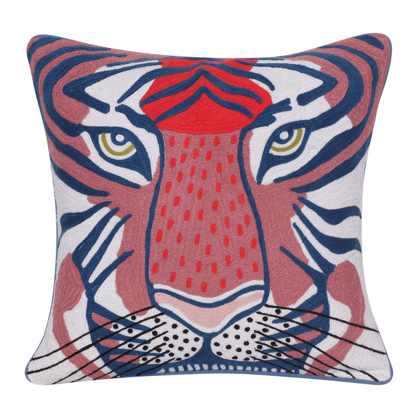 LR Home Gaia 08095 Coral Red Ensign Blue Pillow