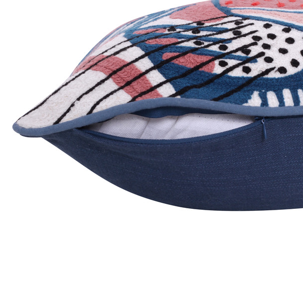 LR Home Gaia 08095 Coral Red Ensign Blue Pillow