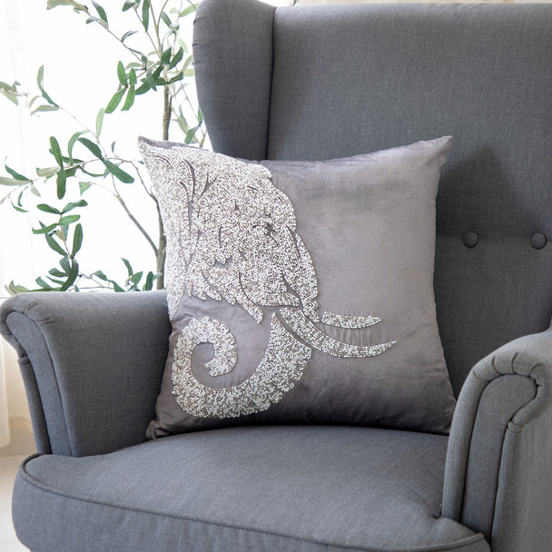 LR Home Harlow 08318 Gray Silver Pillow