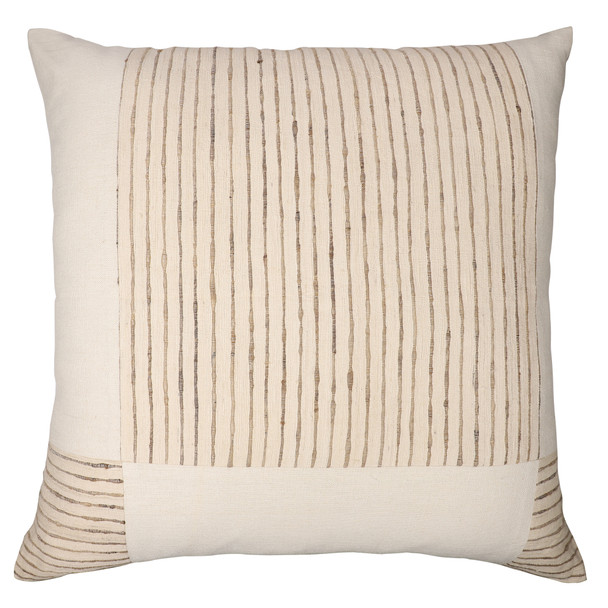 LR Home Silk Linen 08680 White Beige Pillow