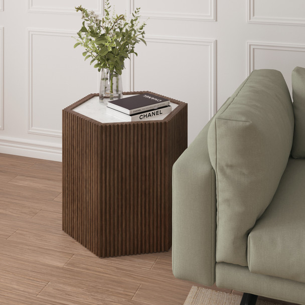LR Home Sylvia 03817 Brown  White Side Table